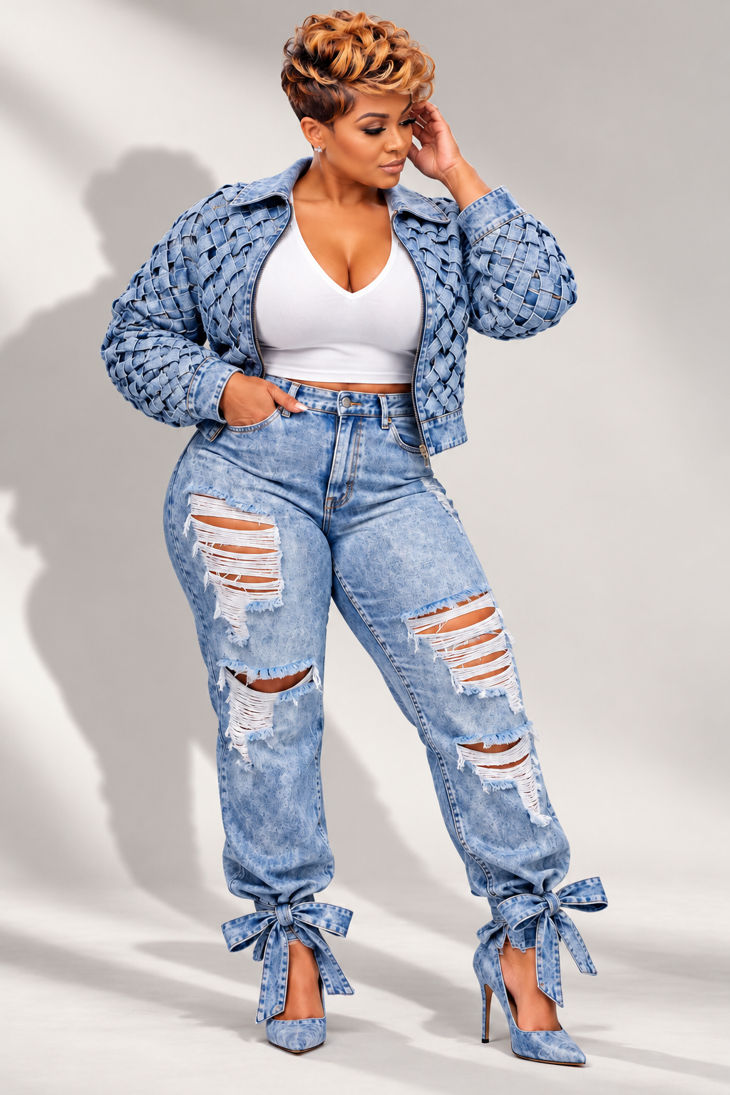 Savage Denim Bow Jeans