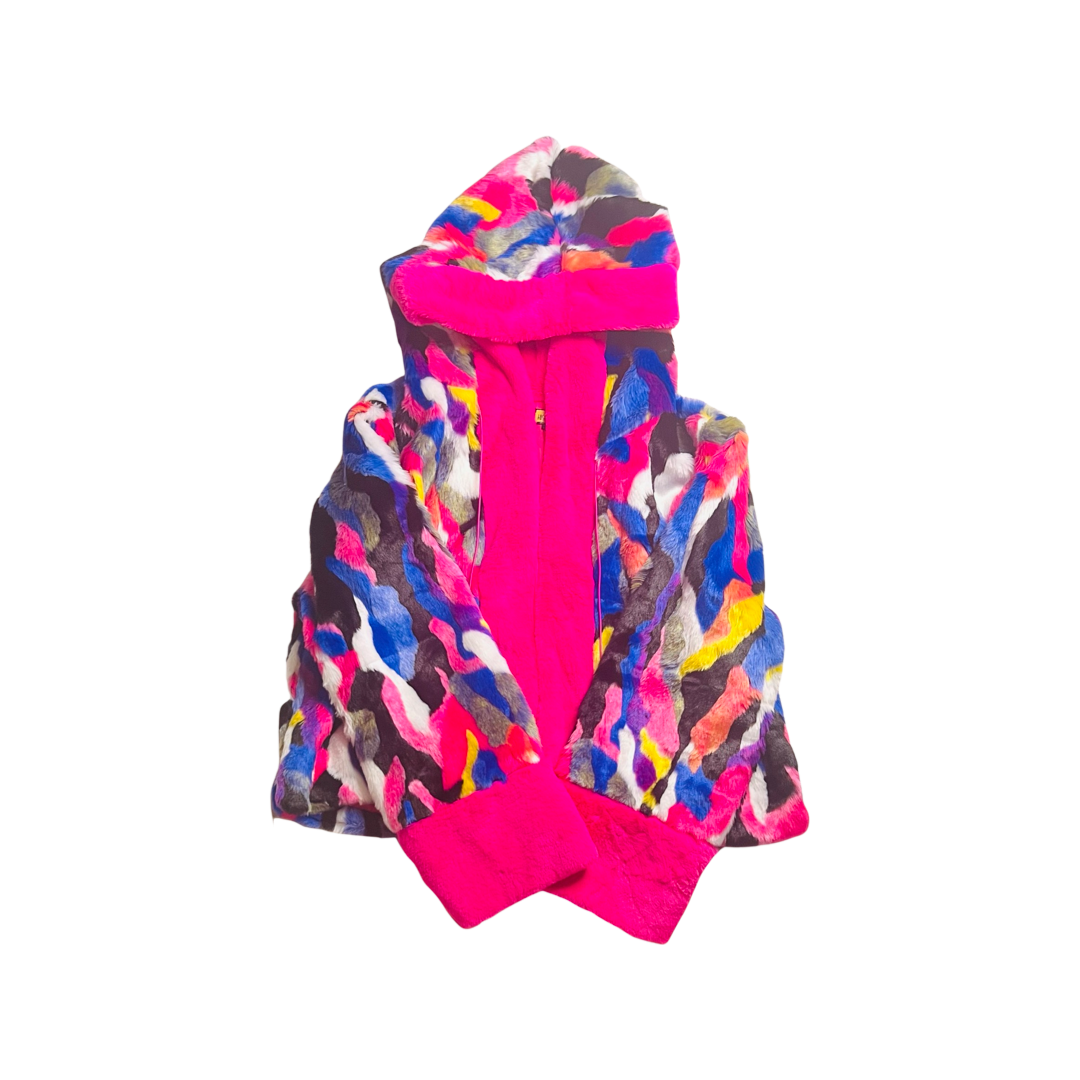 Multi-Color Faux Fur Hoodie