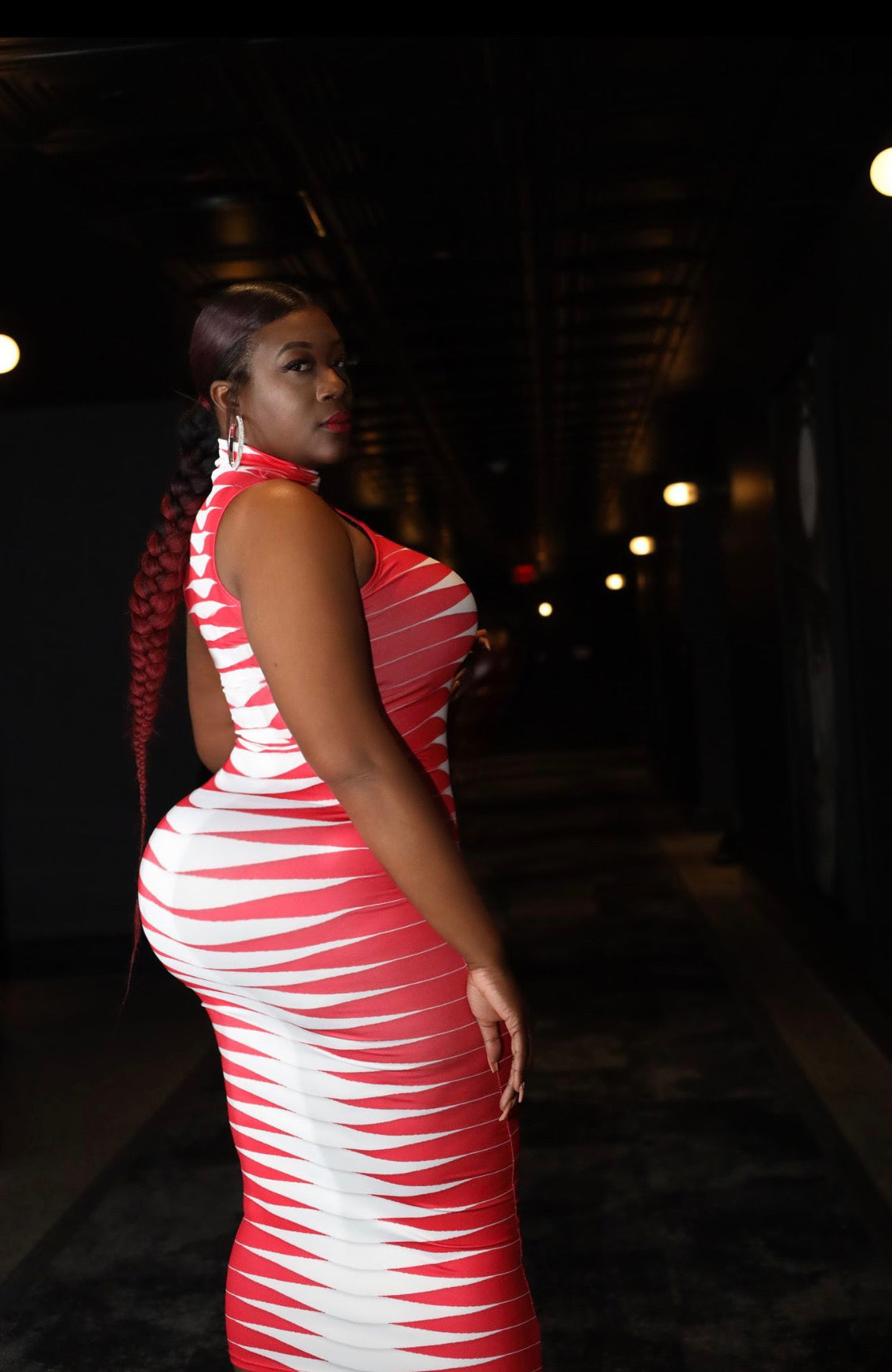 Red & White Tiger Stripe Dress