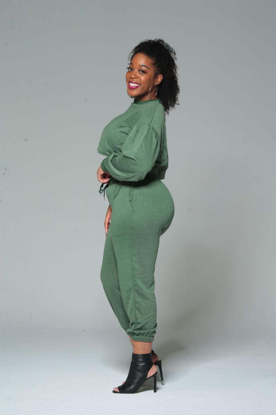 Greener Pastures Crop-Top Sweat Suit