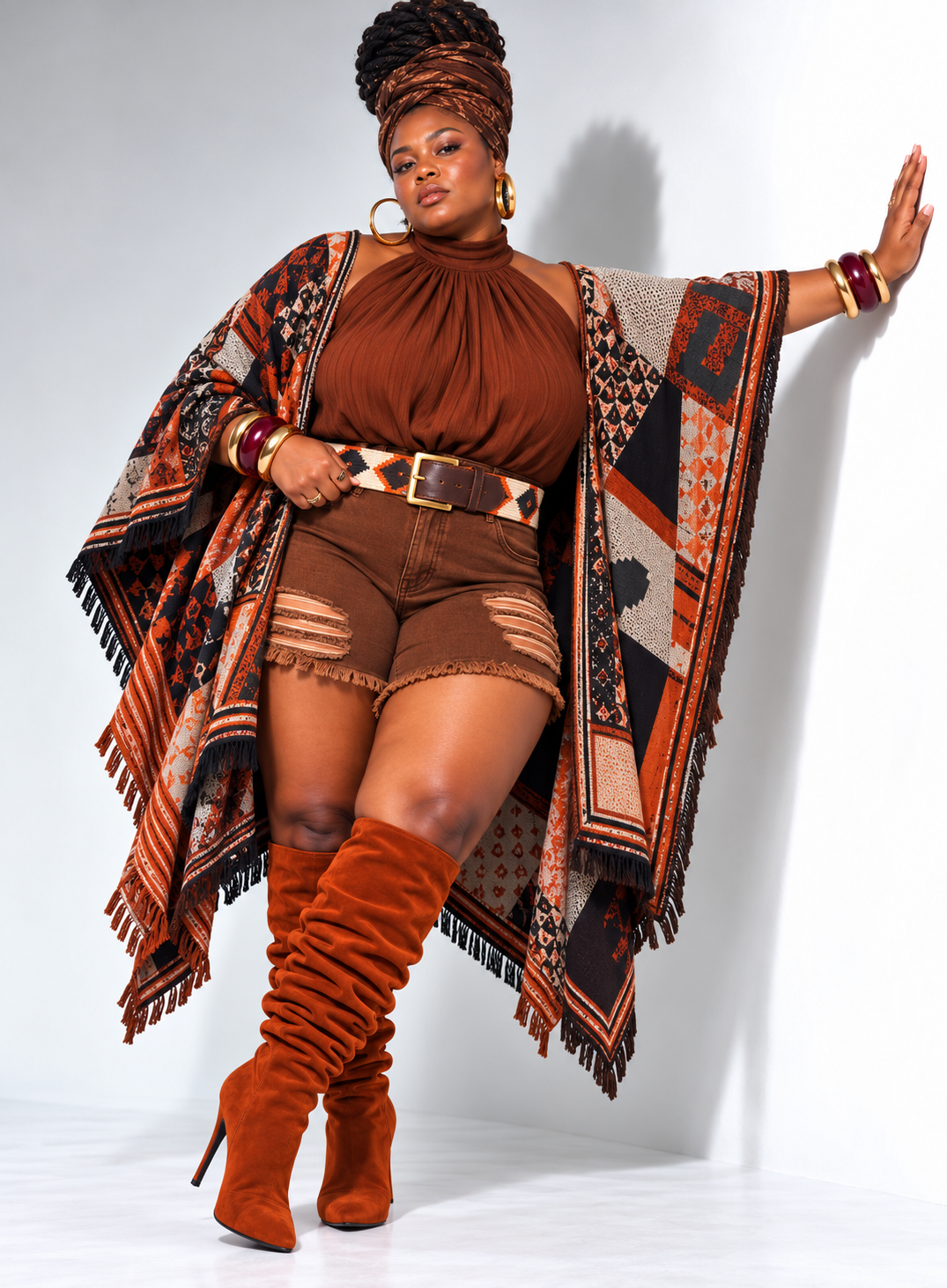 Style Frayed Edge Poncho