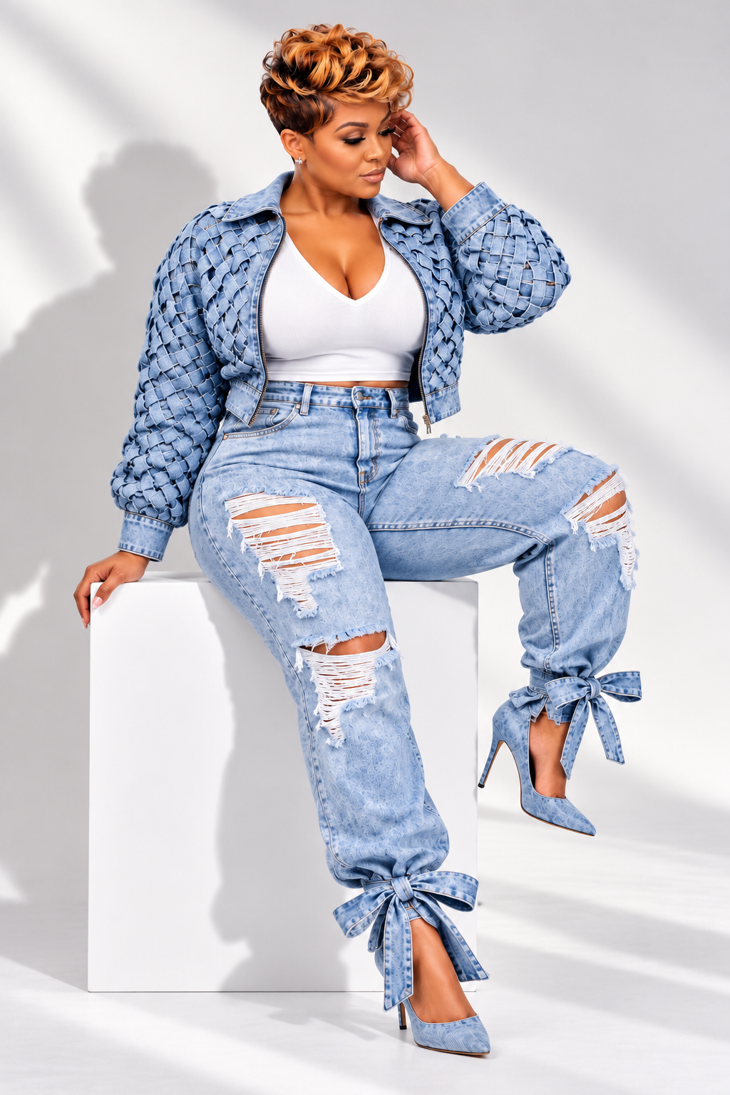 Savage Denim Bow Jeans