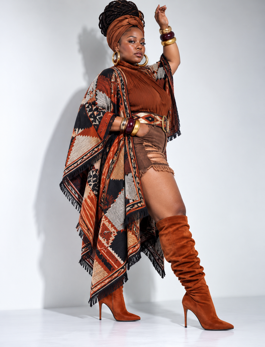 Style Frayed Edge Poncho
