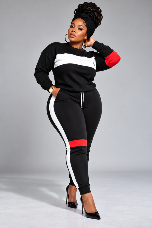 Stay Ready Sweat Suit (Red/Black/White)