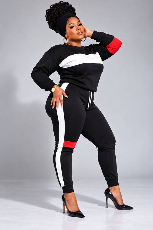 Stay Ready Sweat Suit (Red/Black/White)