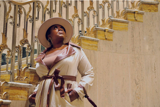 Trench Coat Cream/Trim Coffee Brown Faux Leather