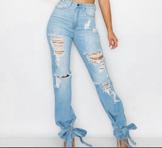 Savage Denim Bow Jeans