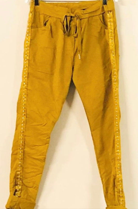 Mustard Rhinestone Joggers