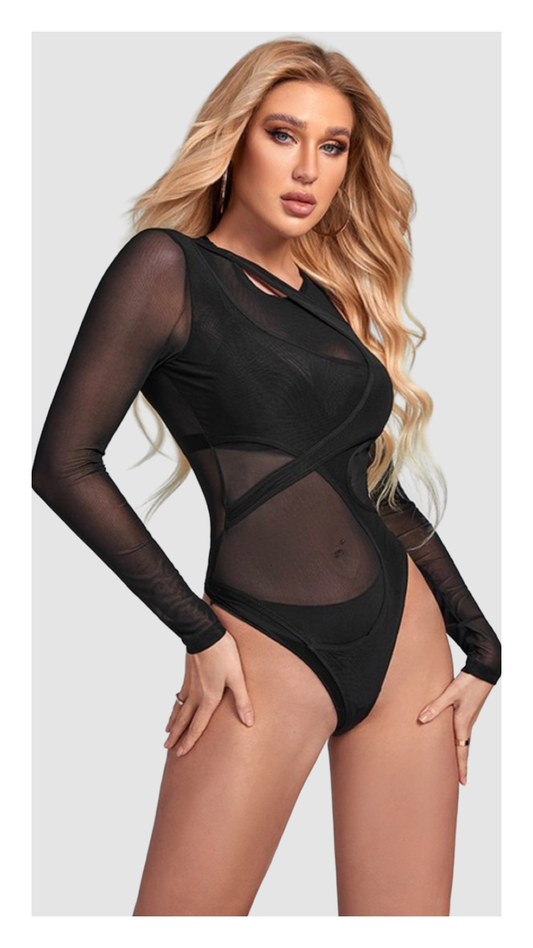 Black Mesh Body Suit