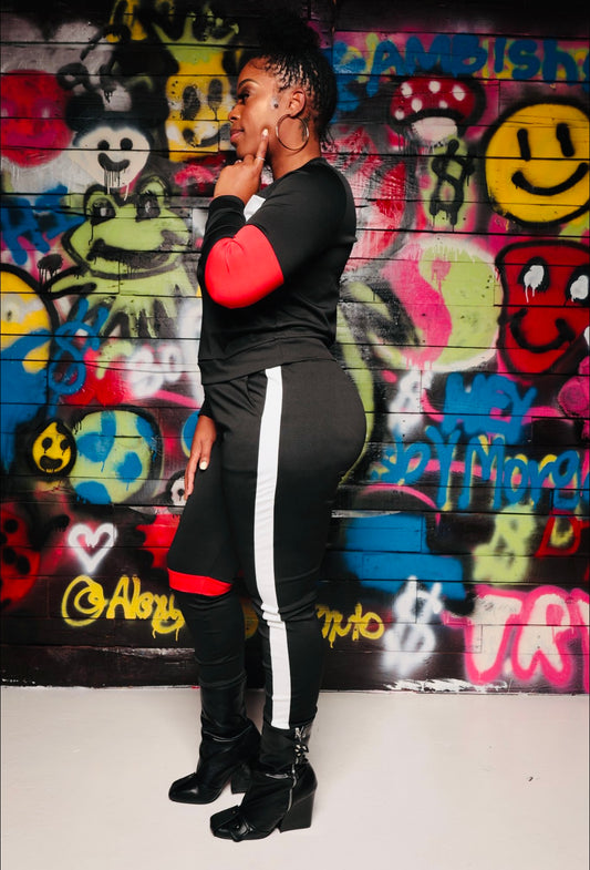 Stay Ready Sweat Suit (Red/Black/White)