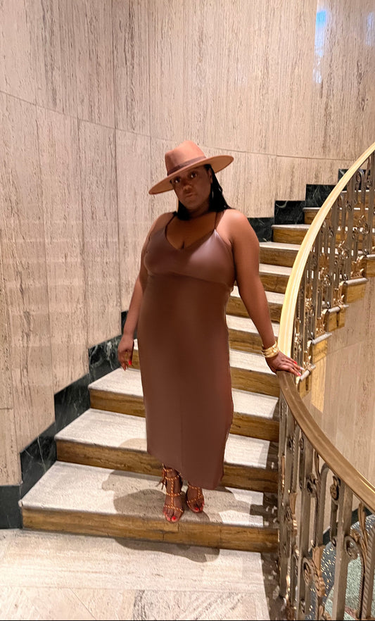 Coffee Trench Leather Dress