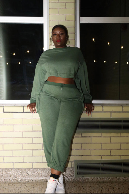 Greener Pastures Crop-Top Sweat Suit