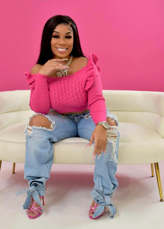 Hot Pink Crop Sweater