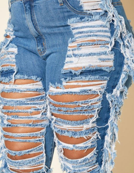 Distressed Plusher Capris